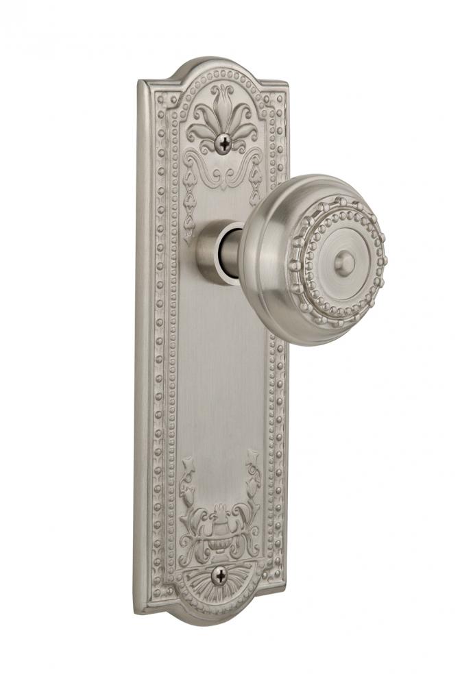 Nostalgic Warehouse Meadows Plate Privacy Meadows Door Knob in Satin Nickel