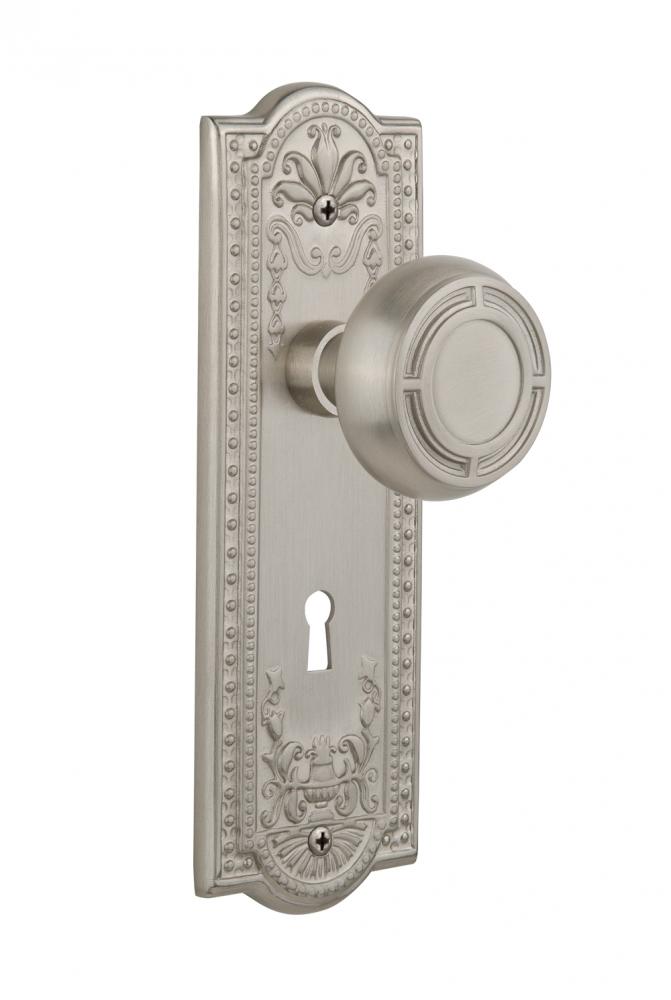 Nostalgic Warehouse Meadows Plate with Keyhole Single Dummy Mission Door Knob in Satin Nickel
