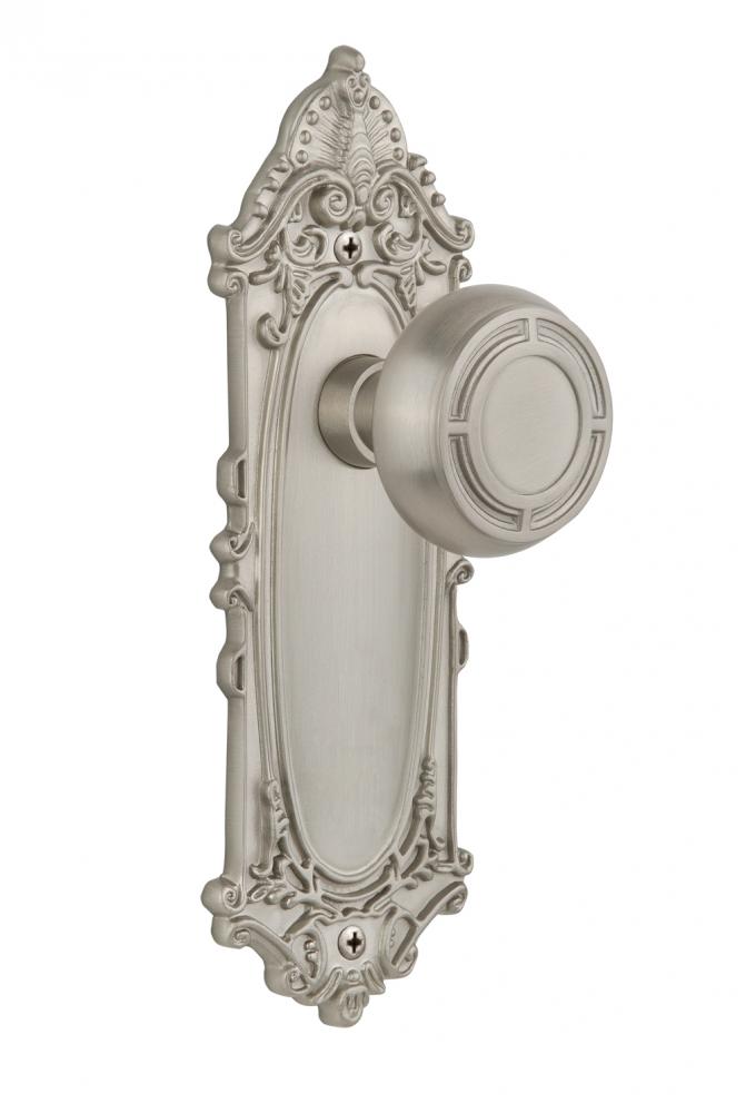 Nostalgic Warehouse Victorian Plate Privacy Mission Door Knob in Satin Nickel