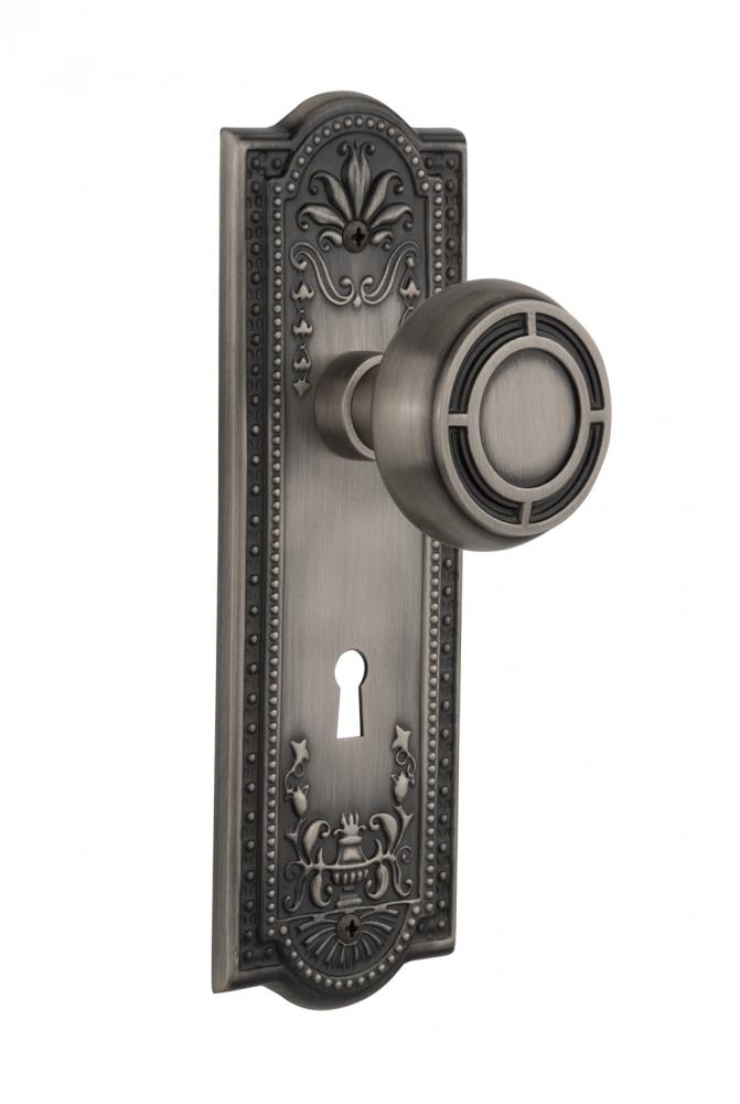Nostalgic Warehouse Meadows Plate with Keyhole Privacy Mission Door Knob in Antique Pewter