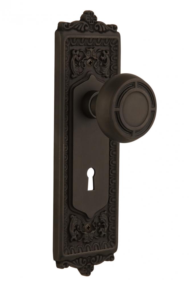 Nostalgic Warehouse Egg & Dart Plate Interior Mortise Mission Door Knob in Oil-Rubbed Bronze