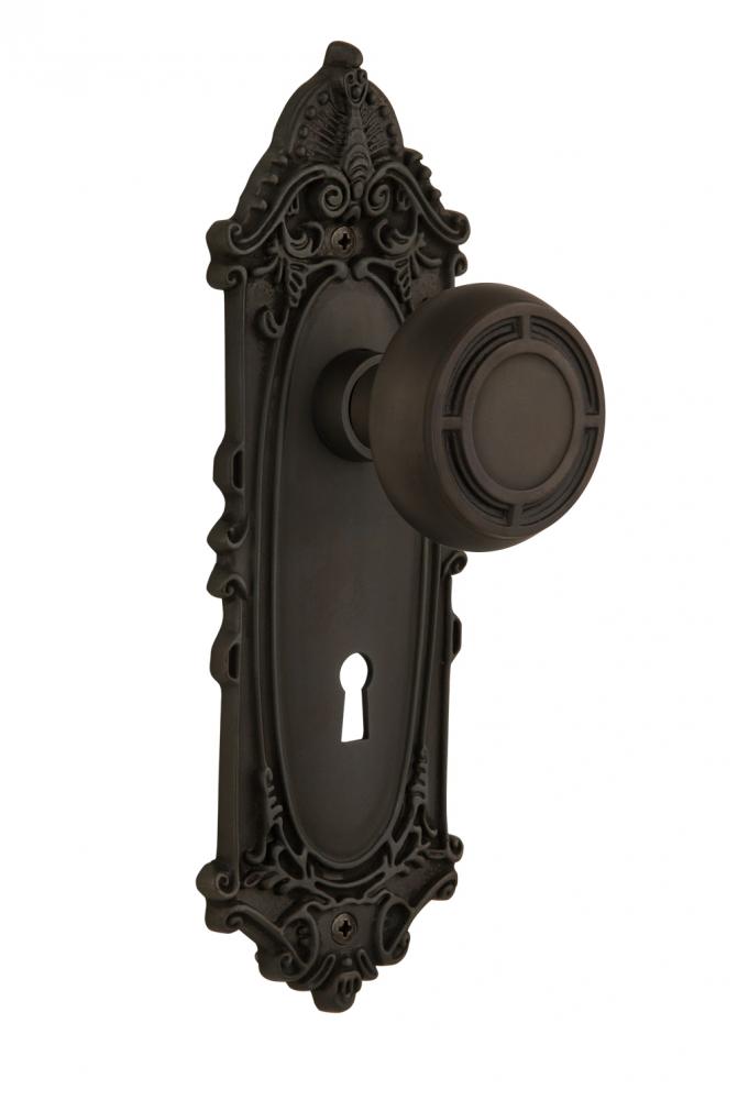 Nostalgic Warehouse Victorian Plate Interior Mortise Mission Door Knob in Oil-Rubbed Bronze