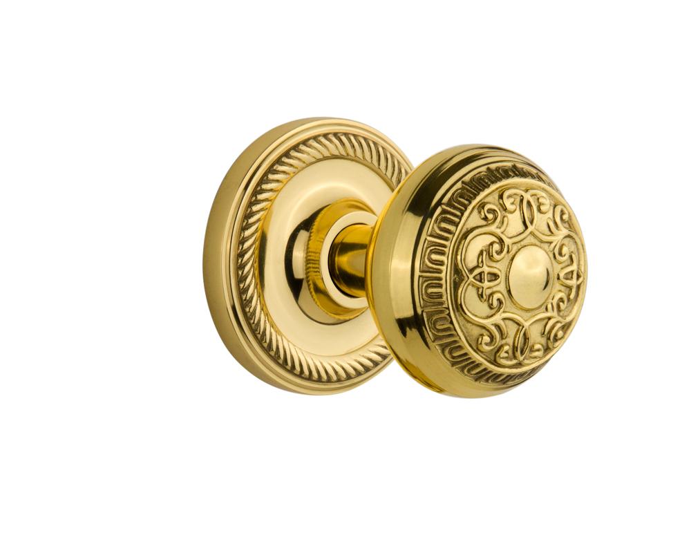 Nostalgic Warehouse Rope Rosette Privacy Egg & Dart Door Knob in Unlacquered Brass