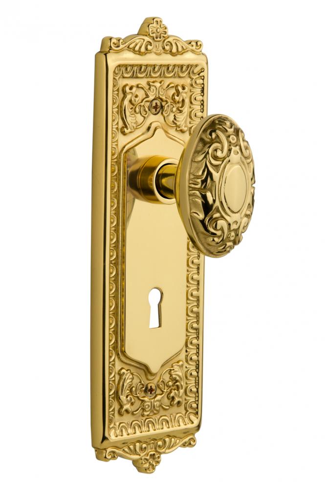 Nostalgic Warehouse Egg & Dart Plate with Keyhole Passage Victorian Door Knob in Unlacquered B