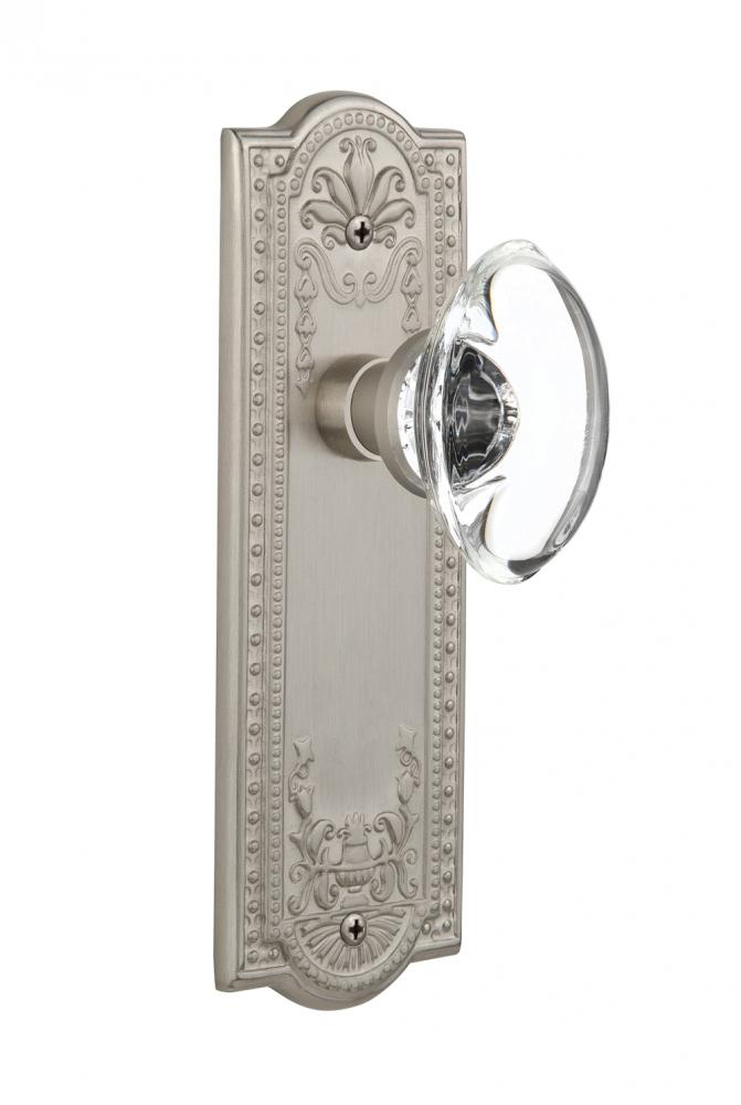 Nostalgic Warehouse Meadows Plate Privacy Oval Clear Crystal Glass Door Knob in Satin Nickel