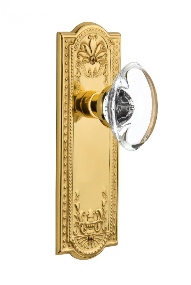 Nostalgic Warehouse Meadows Plate Privacy Oval Clear Crystal Glass Door Knob in Unlacquered Brass