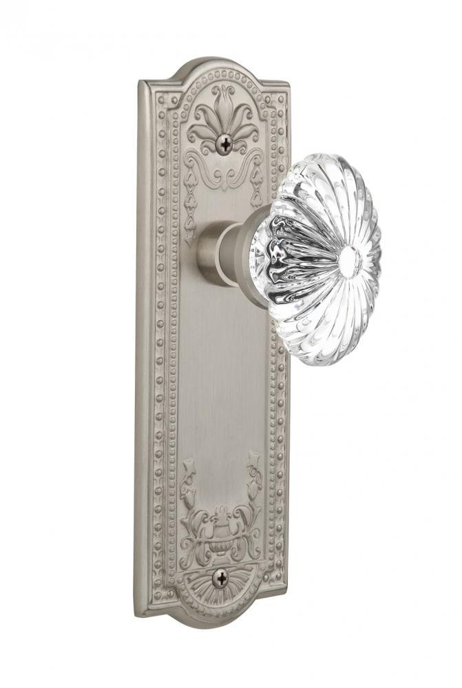 Nostalgic Warehouse Meadows Plate Privacy Oval Fluted Crystal Glass Door Knob in Satin Nickel