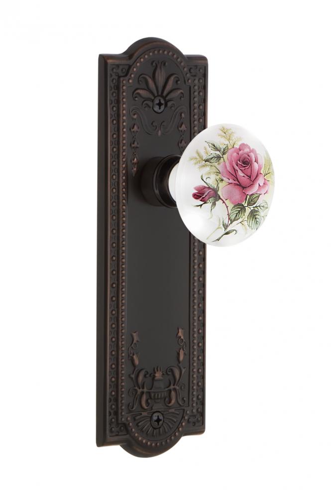 Nostalgic Warehouse Meadows Plate Privacy White Rose Porcelain Door Knob in Timeless Bronze