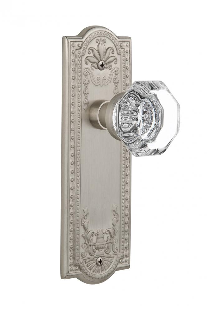 Nostalgic Warehouse Meadows Plate Privacy Waldorf Door Knob in Satin Nickel