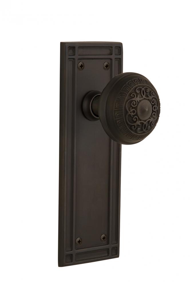 Nostalgic Warehouse Mission Plate Privacy Egg & Dart Door Knob in Oil-Rubbed Bronze