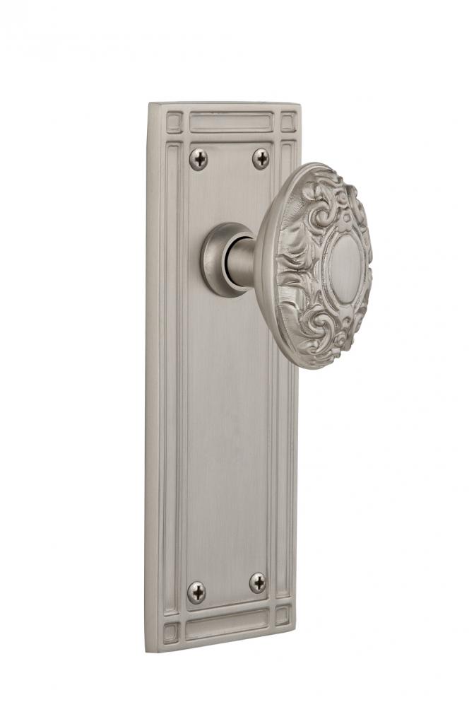 Nostalgic Warehouse Mission Plate Privacy Victorian Door Knob in Satin Nickel