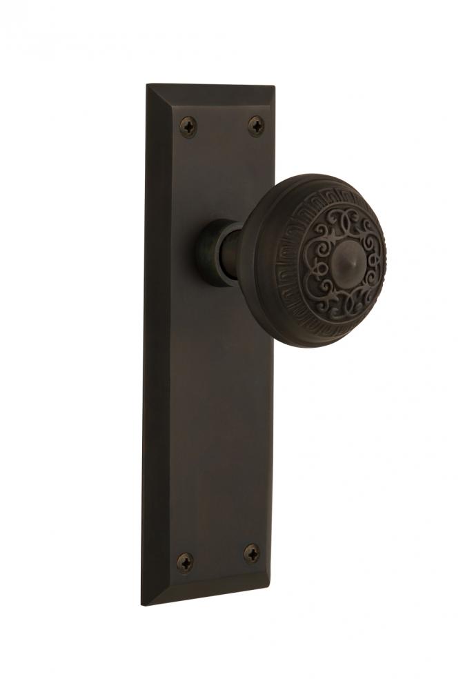 Nostalgic Warehouse New York Plate Privacy Egg & Dart Door Knob in Oil-Rubbed Bronze