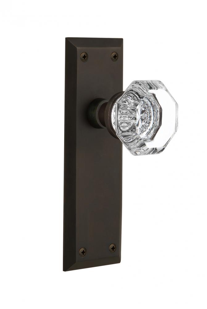 Nostalgic Warehouse New York Plate Privacy Waldorf Door Knob in Oil-Rubbed Bronze