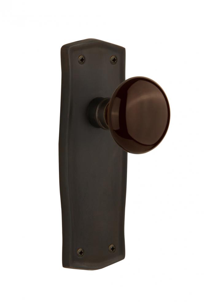Nostalgic Warehouse Prairie Plate Privacy Brown Porcelain Door Knob in Oil-Rubbed Bronze