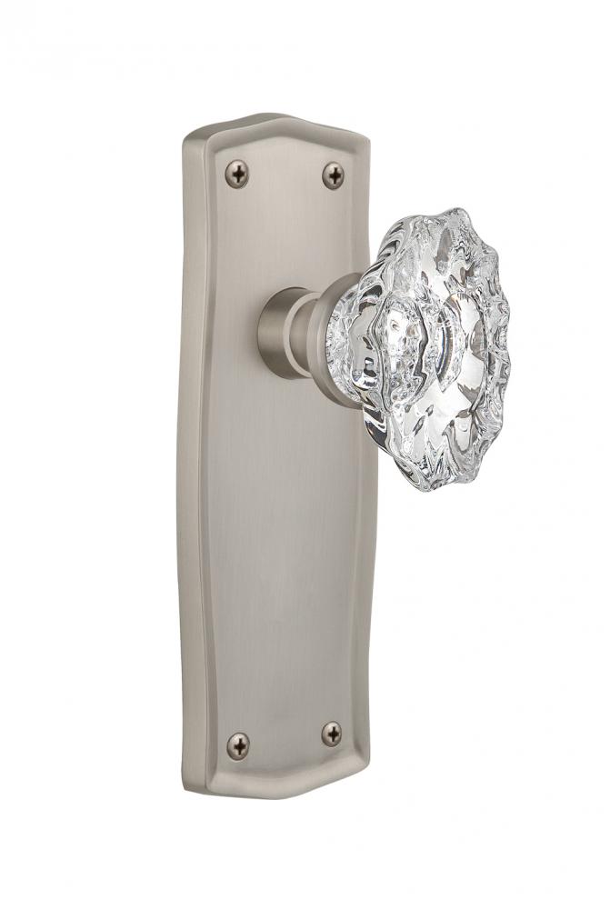 Nostalgic Warehouse Prairie Plate Privacy Chateau Door Knob in Satin Nickel