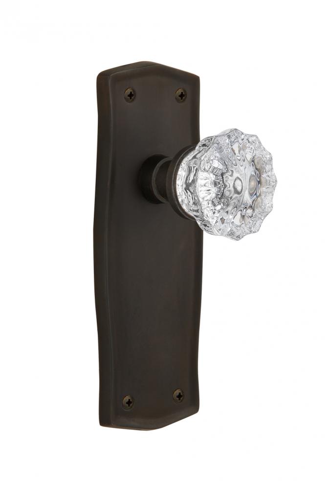 Nostalgic Warehouse Prairie Plate Privacy Crystal Glass Door Knob in Oil-Rubbed Bronze