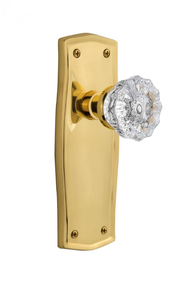 Nostalgic Warehouse Prairie Plate Privacy Crystal Glass Door Knob in Unlacquered Brass