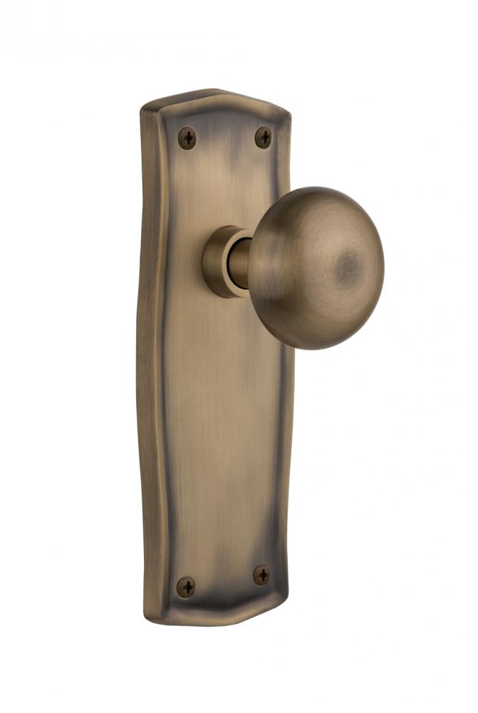 Nostalgic Warehouse Prairie Plate Privacy New York Door Knob in Antique Brass