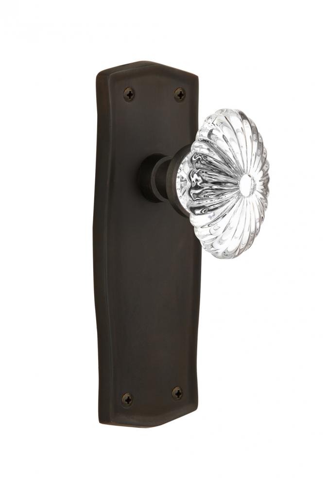 Nostalgic Warehouse Prairie Plate Privacy Oval Fluted Crystal Glass Door Knob in Oil-Rubbed Bronze