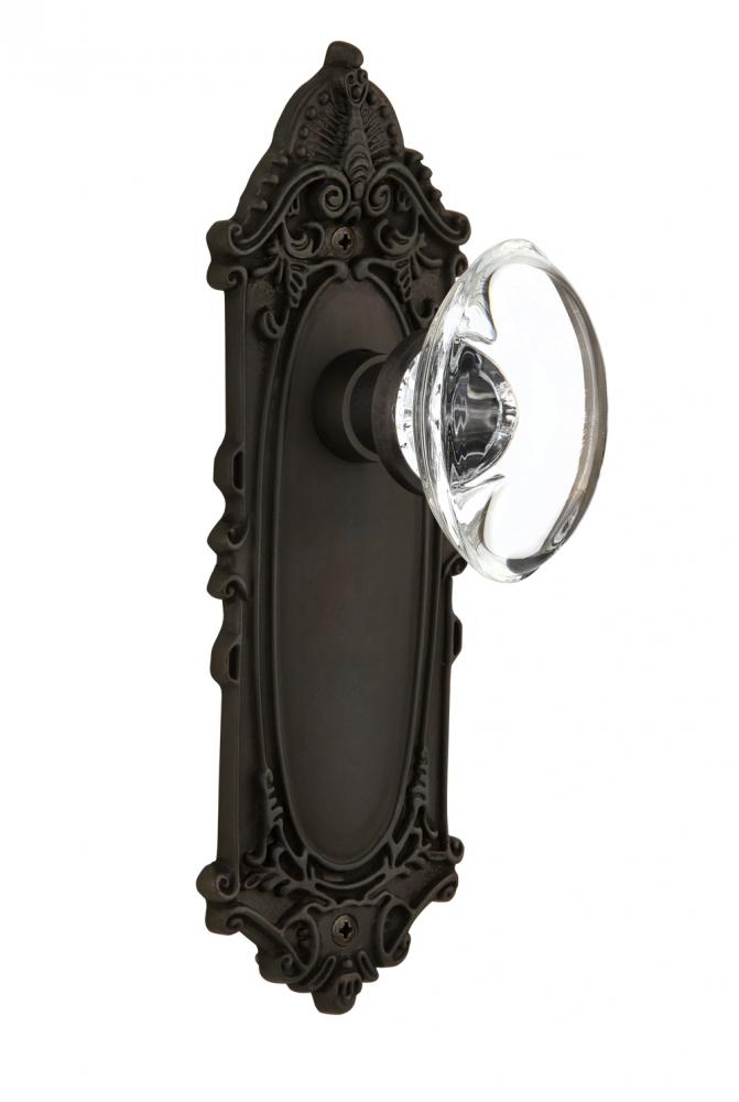 Nostalgic Warehouse Victorian Plate Privacy Oval Clear Crystal Glass Door Knob in Oil-Rubbed Bronz