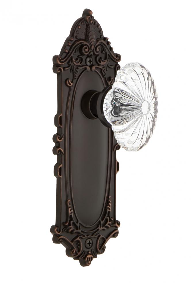 Nostalgic Warehouse Victorian Plate Privacy Oval Fluted Crystal Glass Door Knob in Timeless Bronze