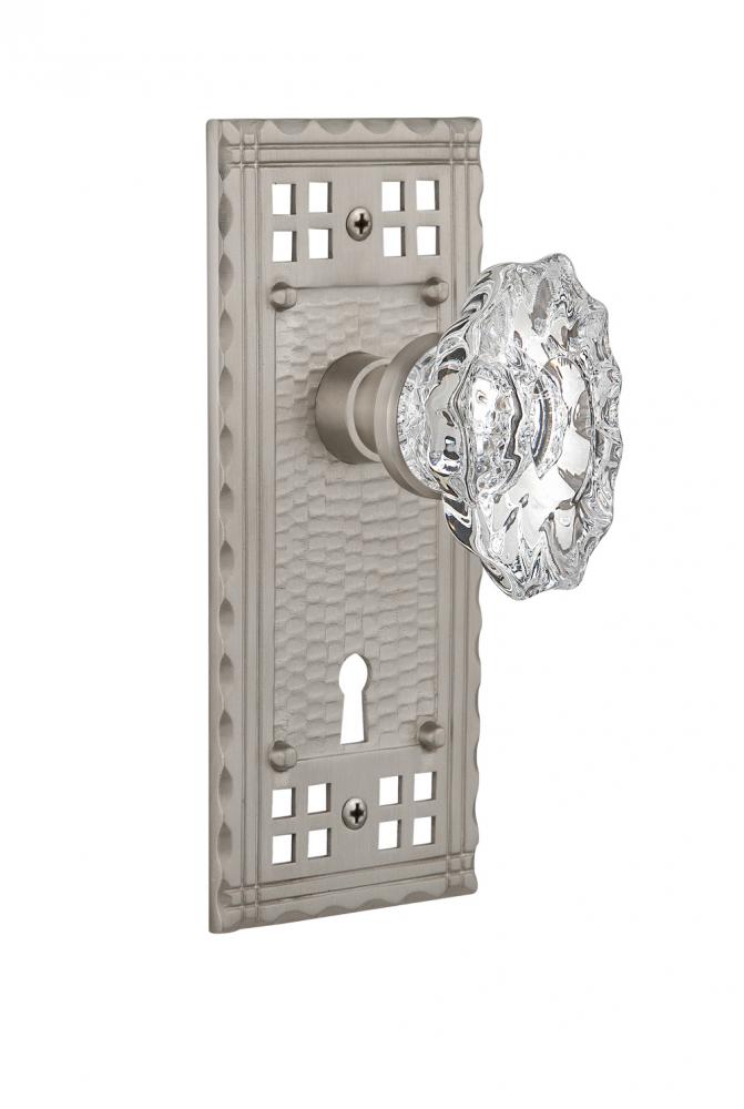 Nostalgic Warehouse Craftsman Plate with Keyhole Privacy Chateau Door Knob in Satin Nickel