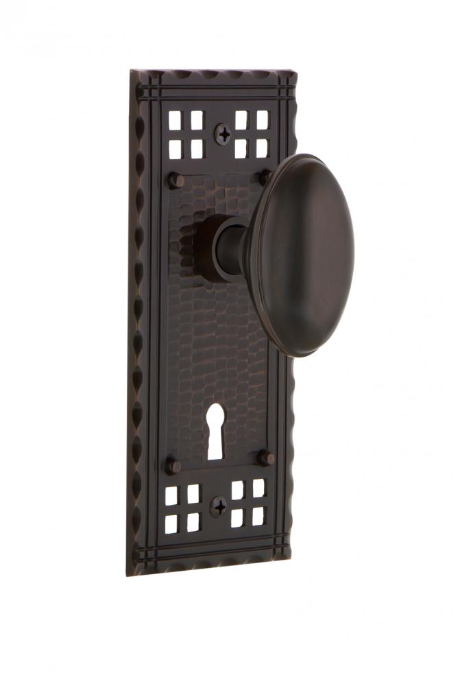 Nostalgic Warehouse Craftsman Plate with Keyhole Privacy Homestead Door Knob in Timeless Bronze