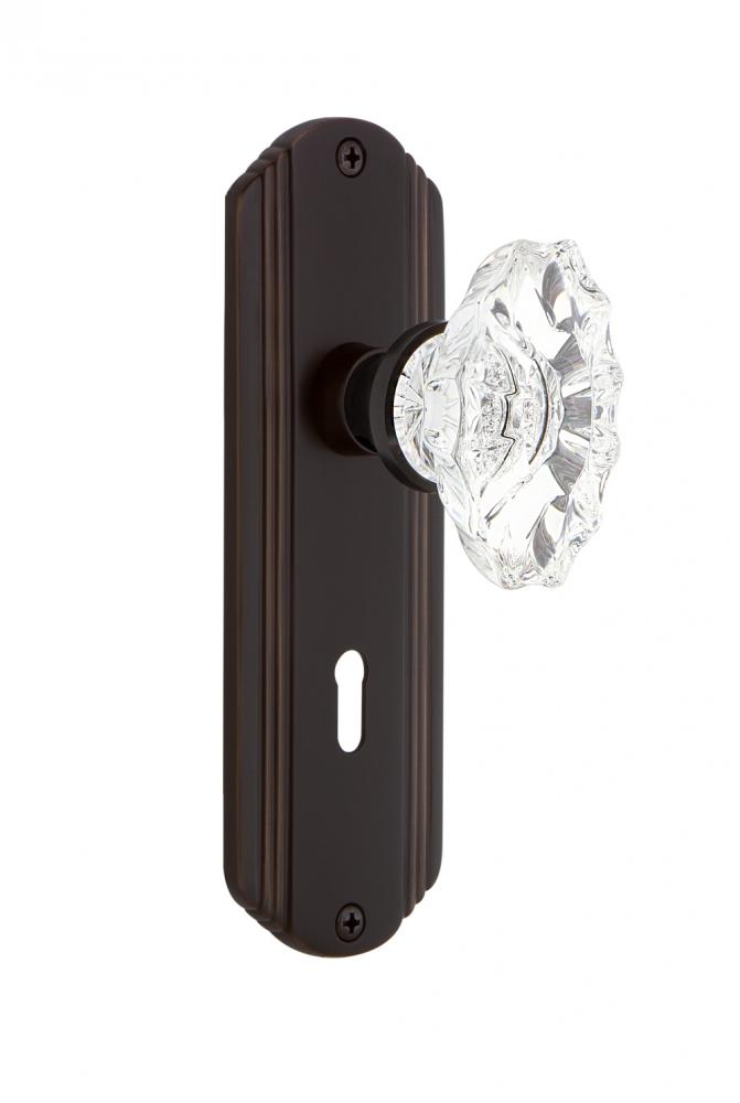 Nostalgic Warehouse Deco Plate with Keyhole Privacy Chateau Door Knob in Timeless Bronze