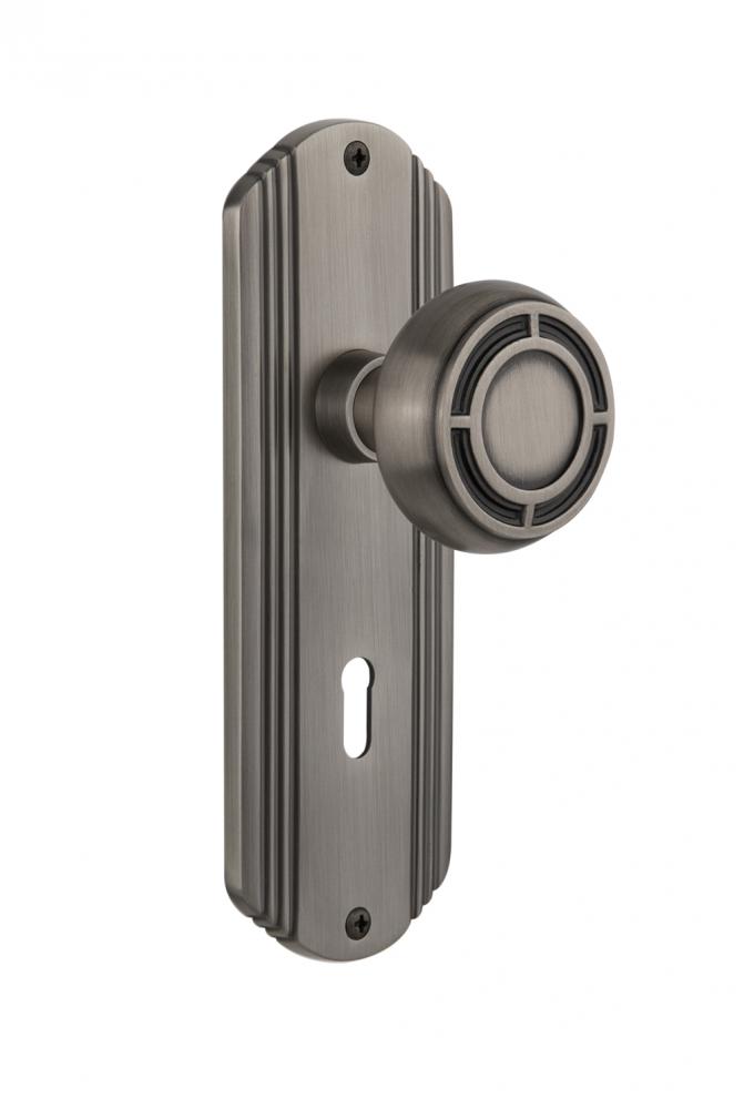 Nostalgic Warehouse Deco Plate with Keyhole Privacy Mission Door Knob in Antique Pewter