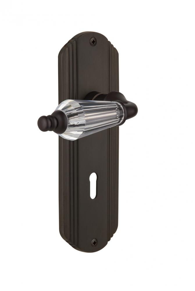 Nostalgic Warehouse Deco Plate with Keyhole Privacy Parlor Lever in Oil-Rubbed Bronze