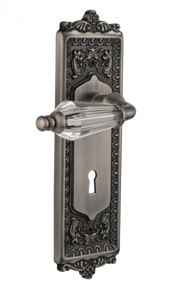 Nostalgic Warehouse Egg & Dart Plate with Keyhole Privacy Parlor Lever in Antique Pewter