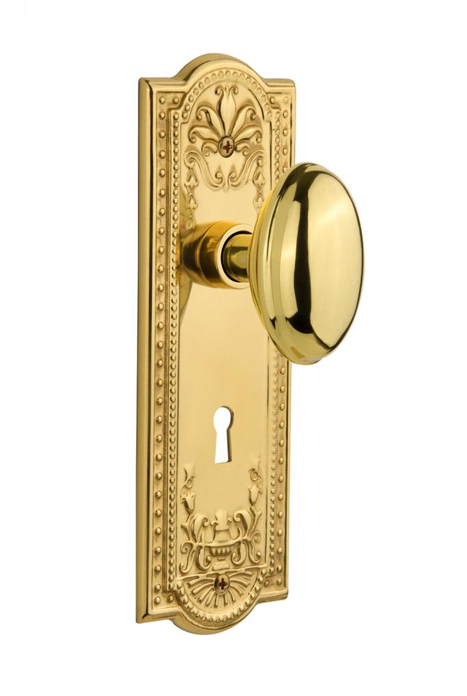 Nostalgic Warehouse Meadows Plate with Keyhole Privacy Homestead Door Knob in Unlacquered Brass