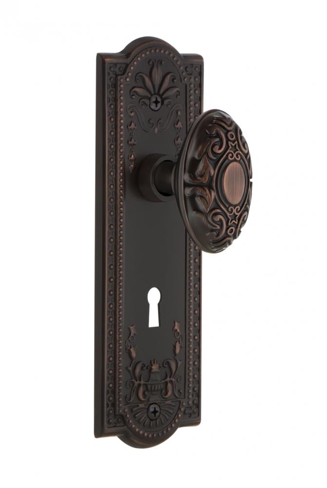 Nostalgic Warehouse Meadows Plate with Keyhole Privacy Victorian Door Knob in Timeless Bronze