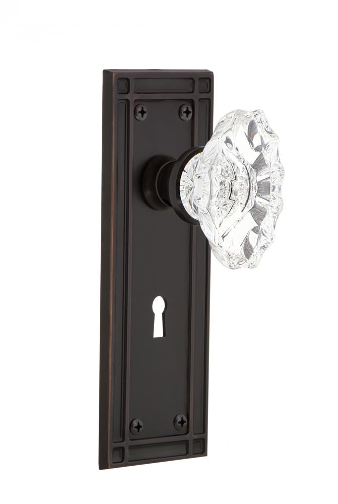 Nostalgic Warehouse Mission Plate with Keyhole Privacy Chateau Door Knob in Timeless Bronze