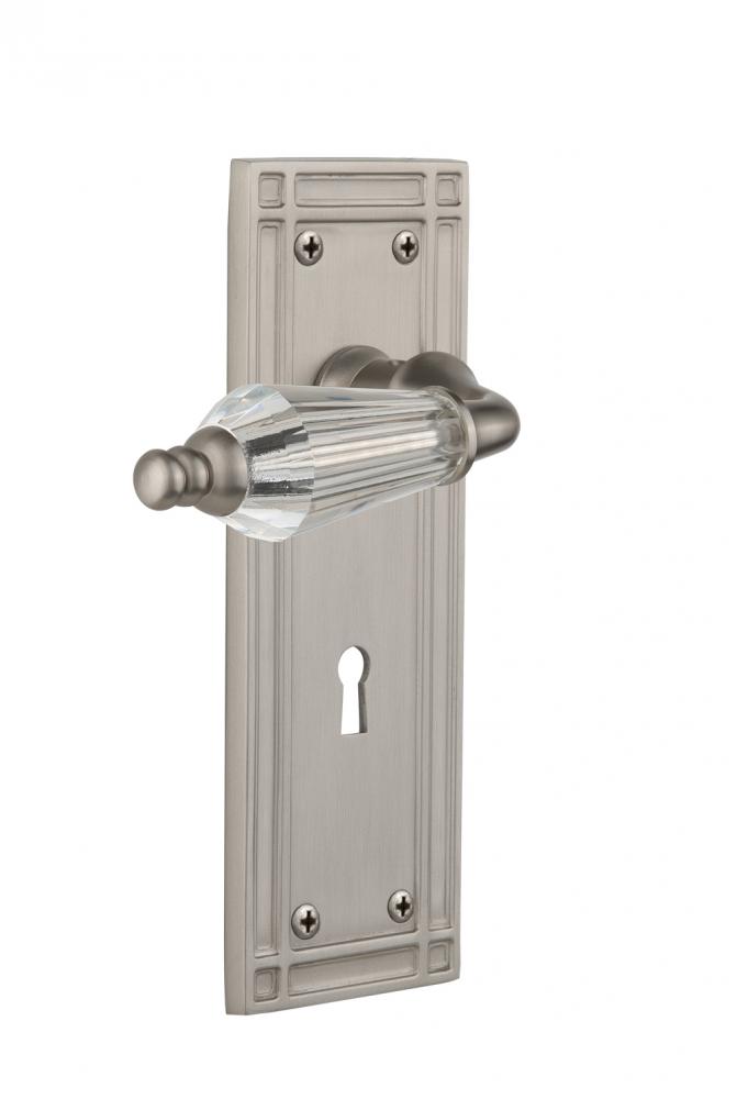 Nostalgic Warehouse Mission Plate with Keyhole Privacy Parlor Lever in Satin Nickel