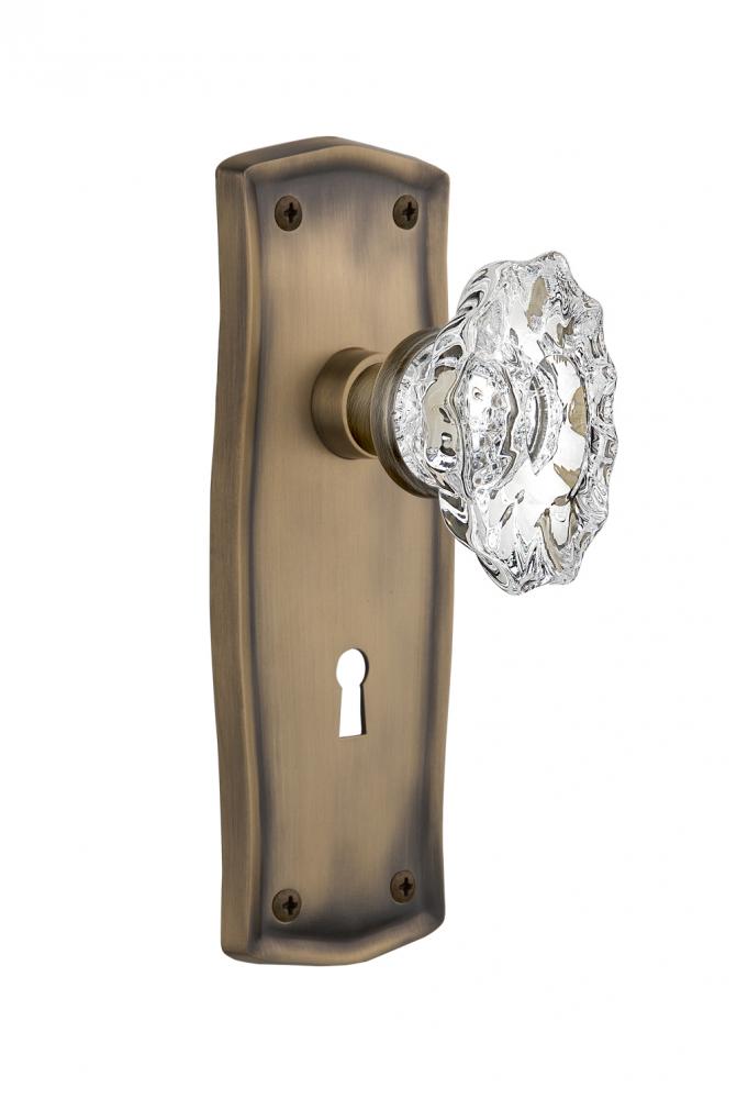 Nostalgic Warehouse Prairie Plate with Keyhole Privacy Chateau Door Knob in Antique Brass