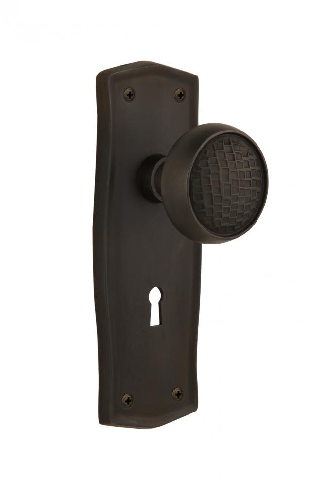 Nostalgic Warehouse Prairie Plate with Keyhole Privacy Craftsman Door Knob in Oil-Rubbed Bronze