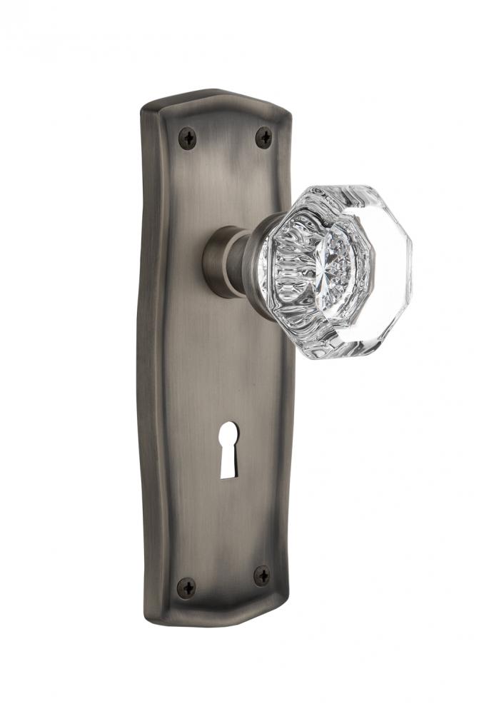Nostalgic Warehouse Prairie Plate with Keyhole Privacy Waldorf Door Knob in Antique Pewter