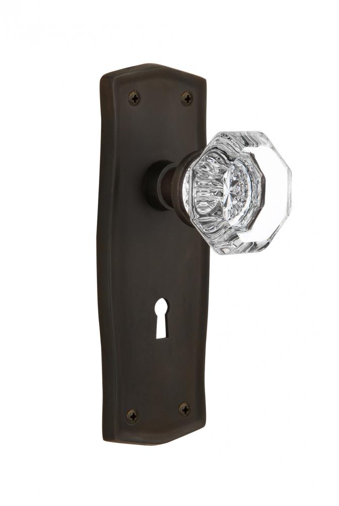 Nostalgic Warehouse Prairie Plate with Keyhole Privacy Waldorf Door Knob in Oil-Rubbed Bronze