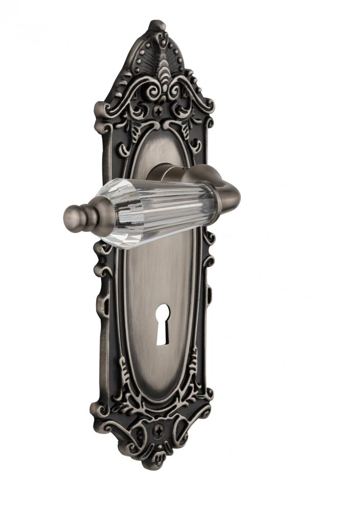 Nostalgic Warehouse Victorian Plate with Keyhole Privacy Parlor Lever in Antique Pewter
