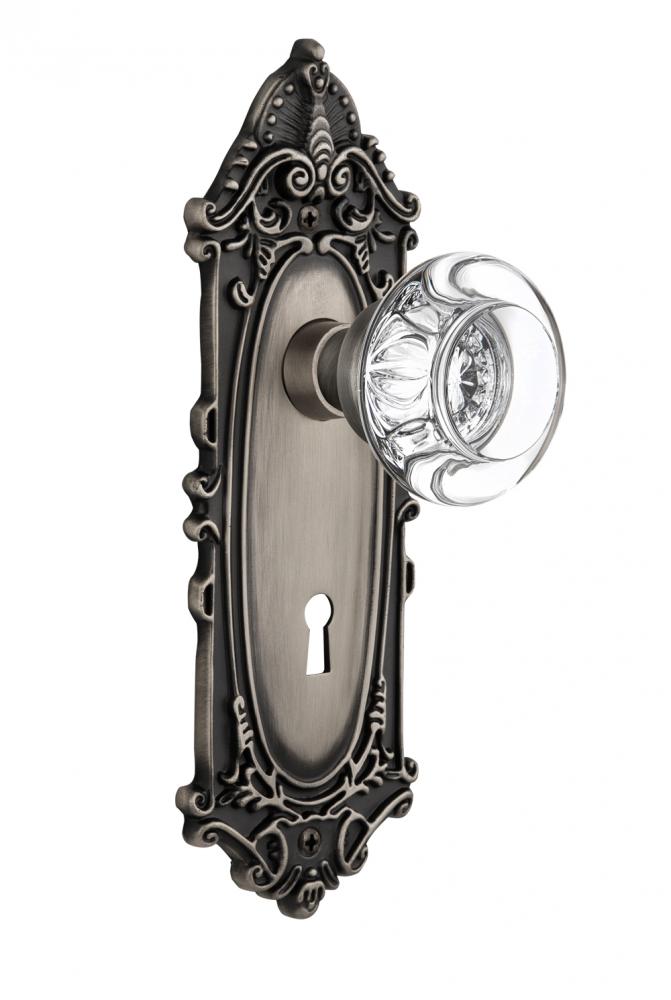 Nostalgic Warehouse Victorian Plate with Keyhole Privacy Round Clear Crystal Glass Door Knob in An