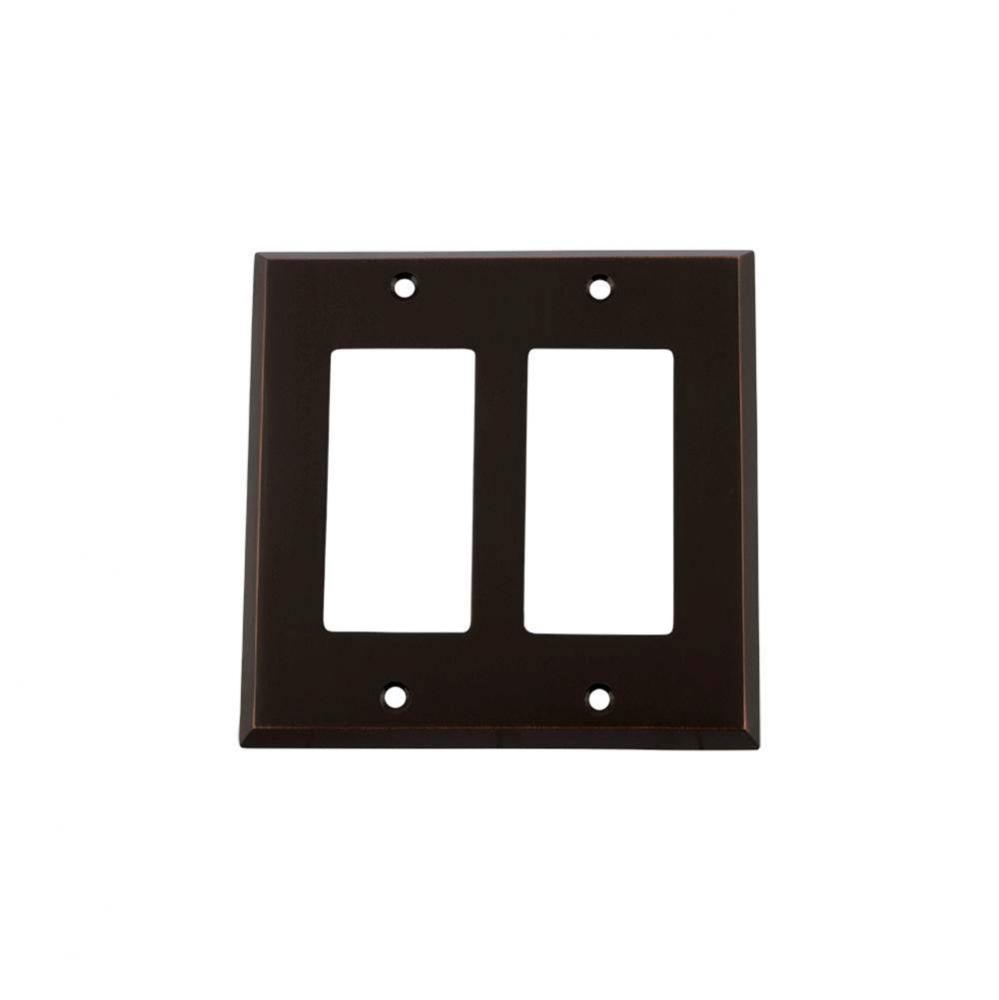 Nostalgic Warehouse New York Switch Plate with Double Rocker in Timeless Bronze