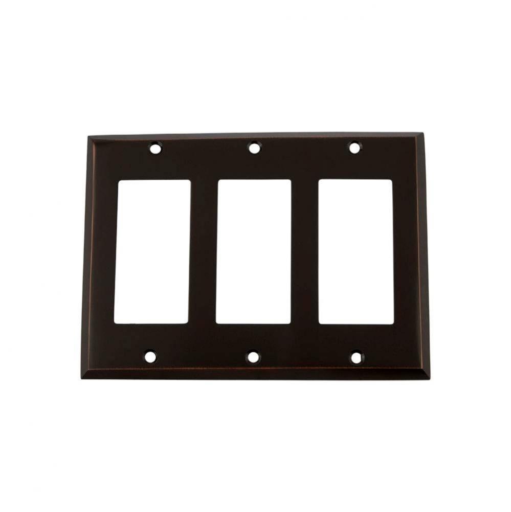 Nostalgic Warehouse New York Switch Plate with Triple Rocker in Timeless Bronze