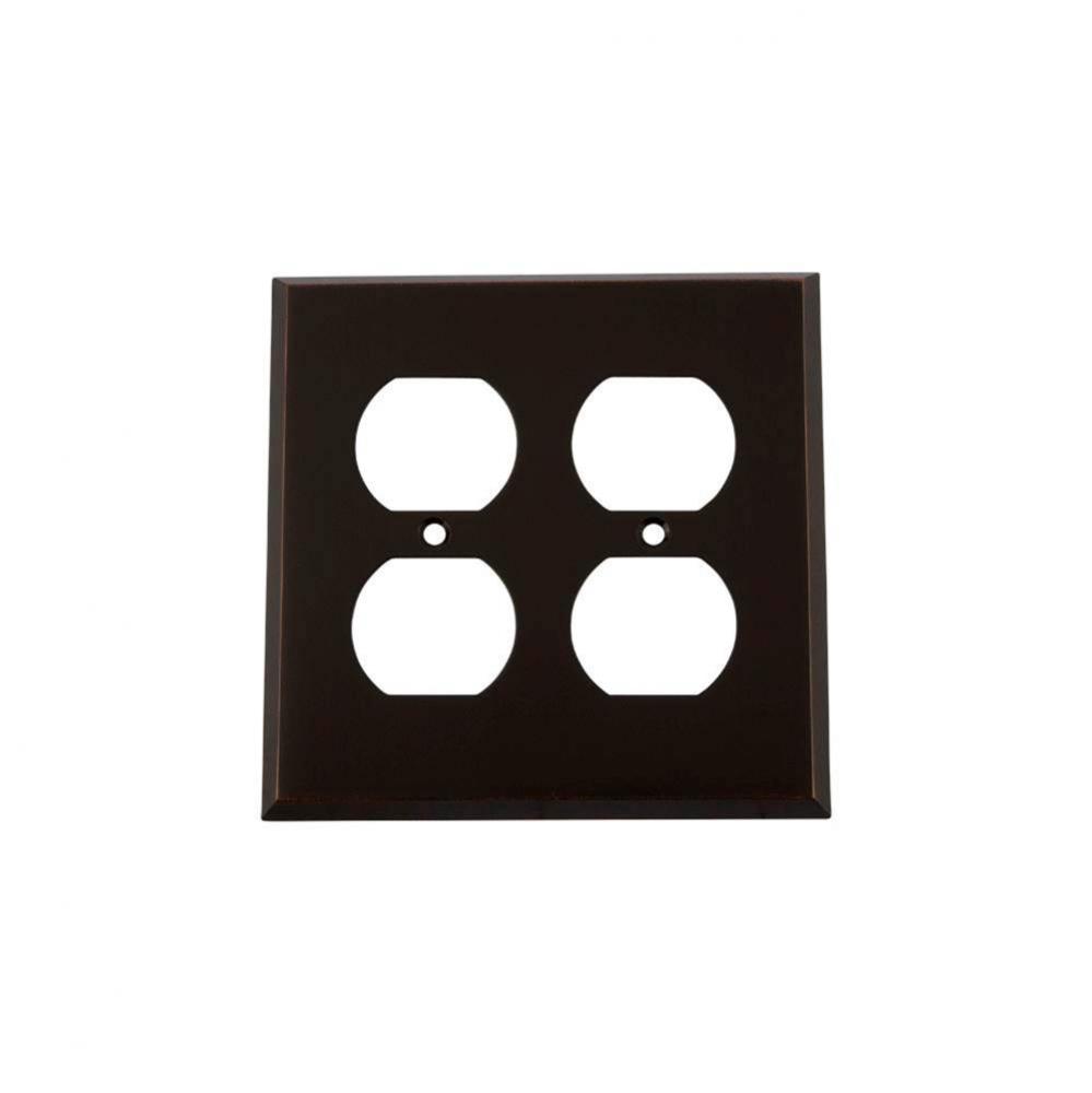 Nostalgic Warehouse New York Switch Plate with Double Outlet in Timeless Bronze