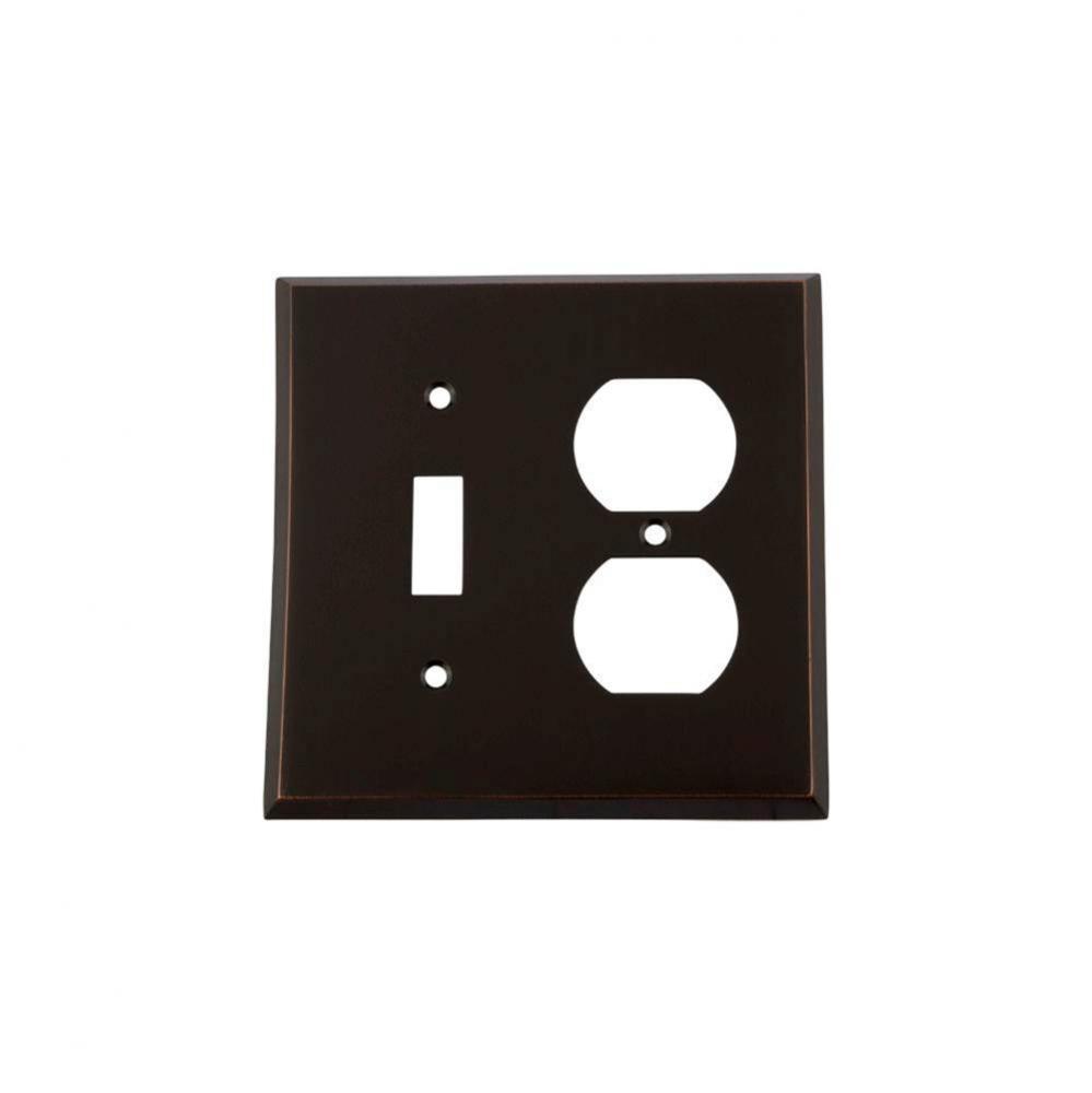 Nostalgic Warehouse New York Switch Plate with Toggle and Outlet in Timeless Bronze
