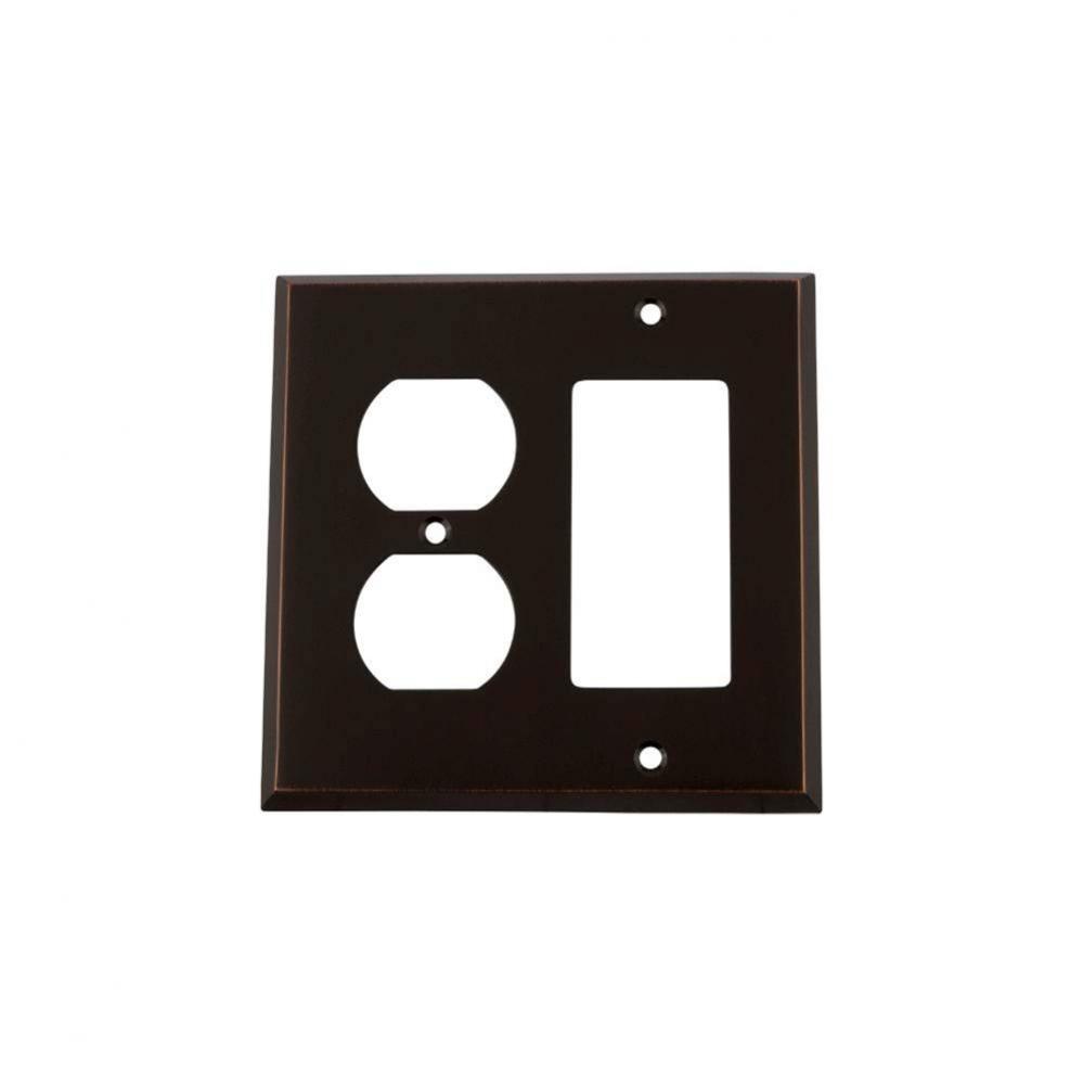 Nostalgic Warehouse New York Switch Plate with Rocker and Outlet in Timeless Bronze