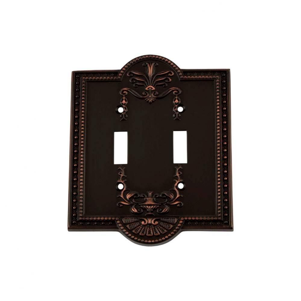 Nostalgic Warehouse Meadows Switch Plate with Double Toggle in Timeless Bronze