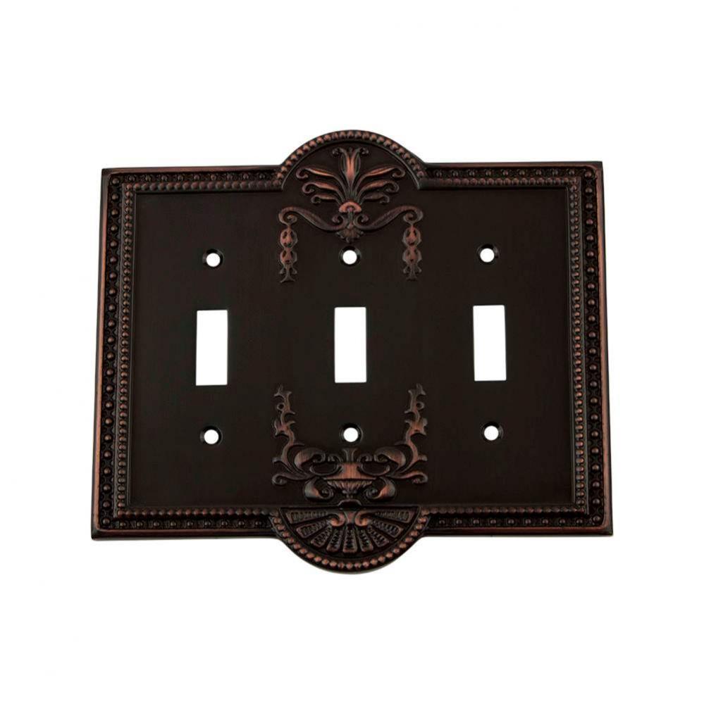 Nostalgic Warehouse Meadows Switch Plate with Triple Toggle in Timeless Bronze
