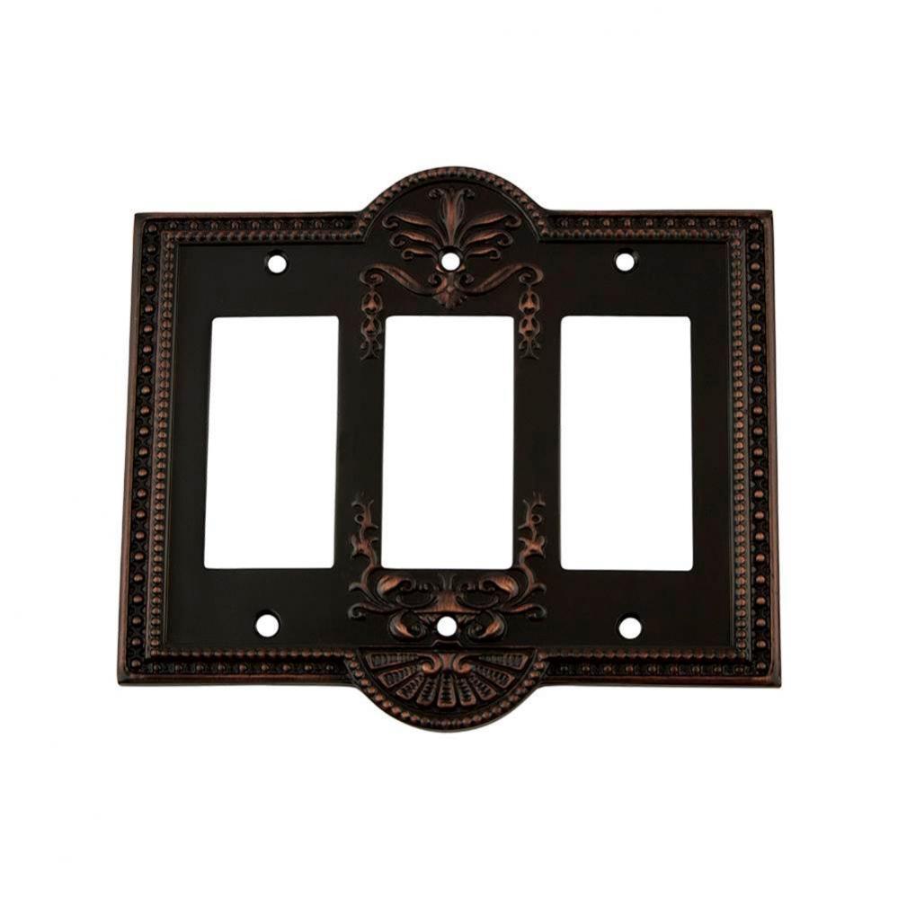 Nostalgic Warehouse Meadows Switch Plate with Triple Rocker in Timeless Bronze