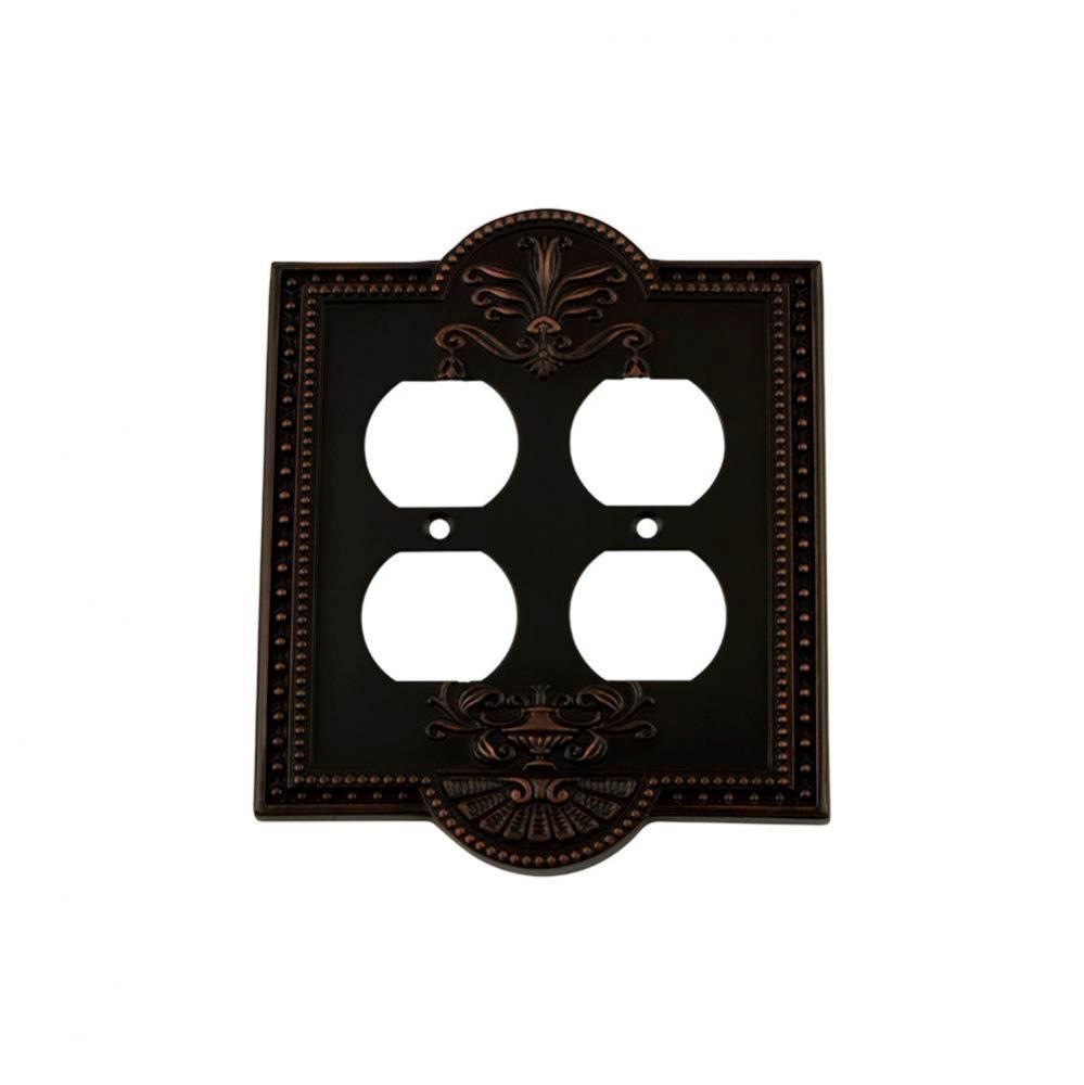 Nostalgic Warehouse Meadows Switch Plate with Double Outlet in Timeless Bronze